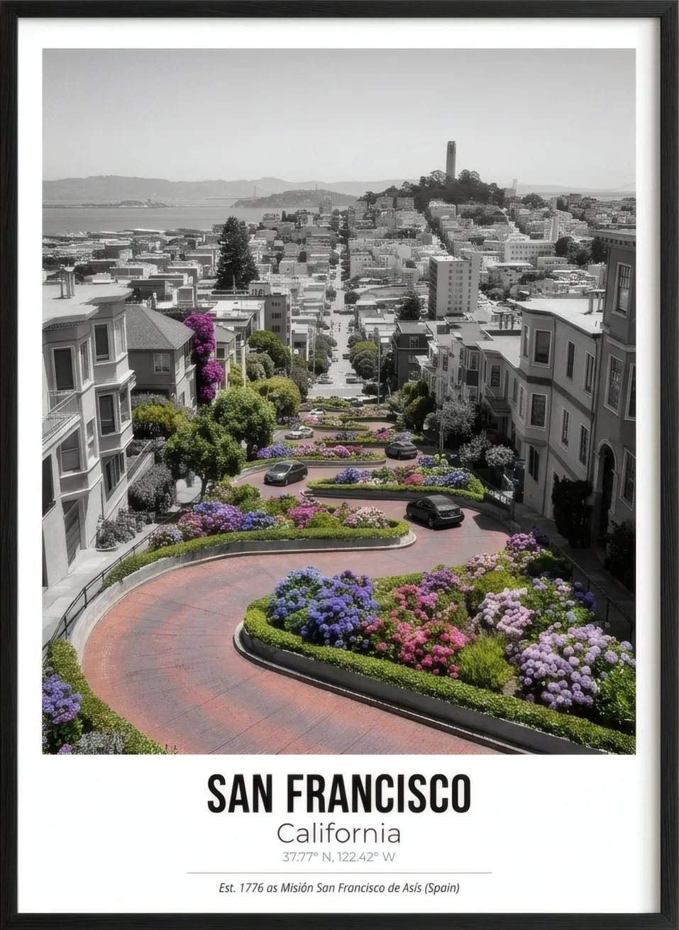 San Francisco, Lombard Street, art print