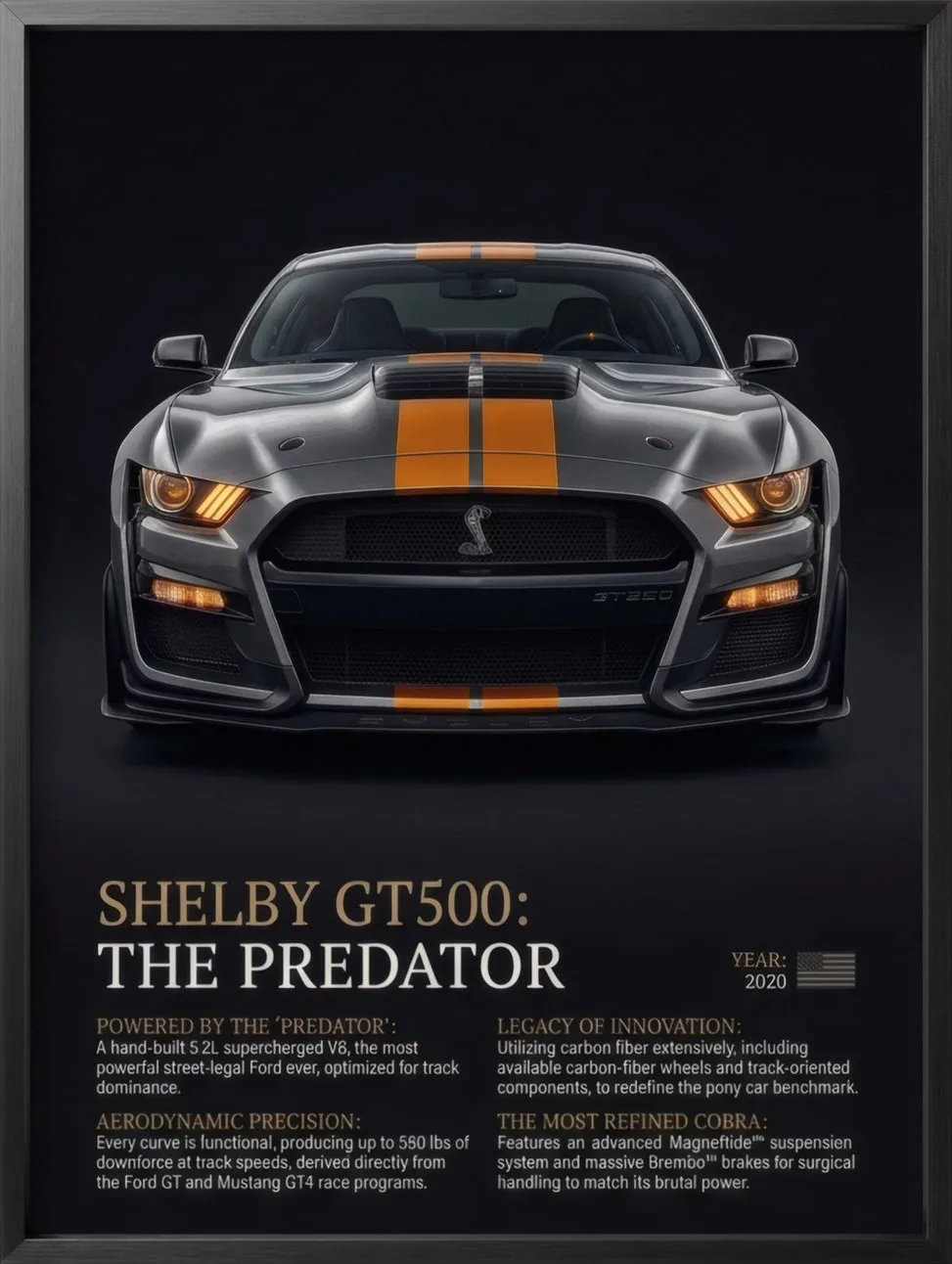 Muscle Car, Black and Orange, art print