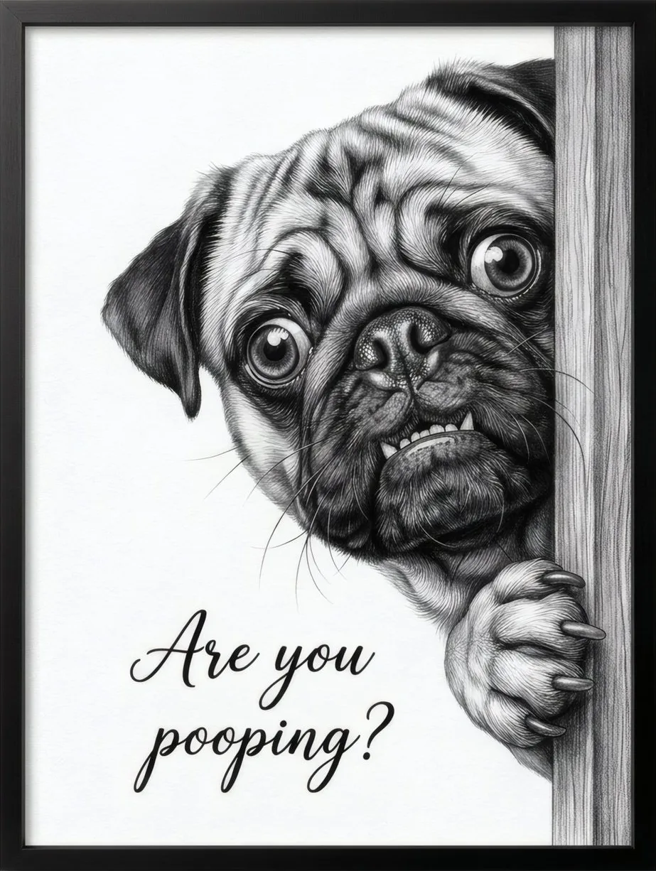 Are You Peeping? Pug, art print