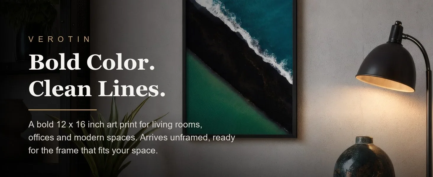 Black Sand in a styled room. Arrives unframed, 12 x 16 in.