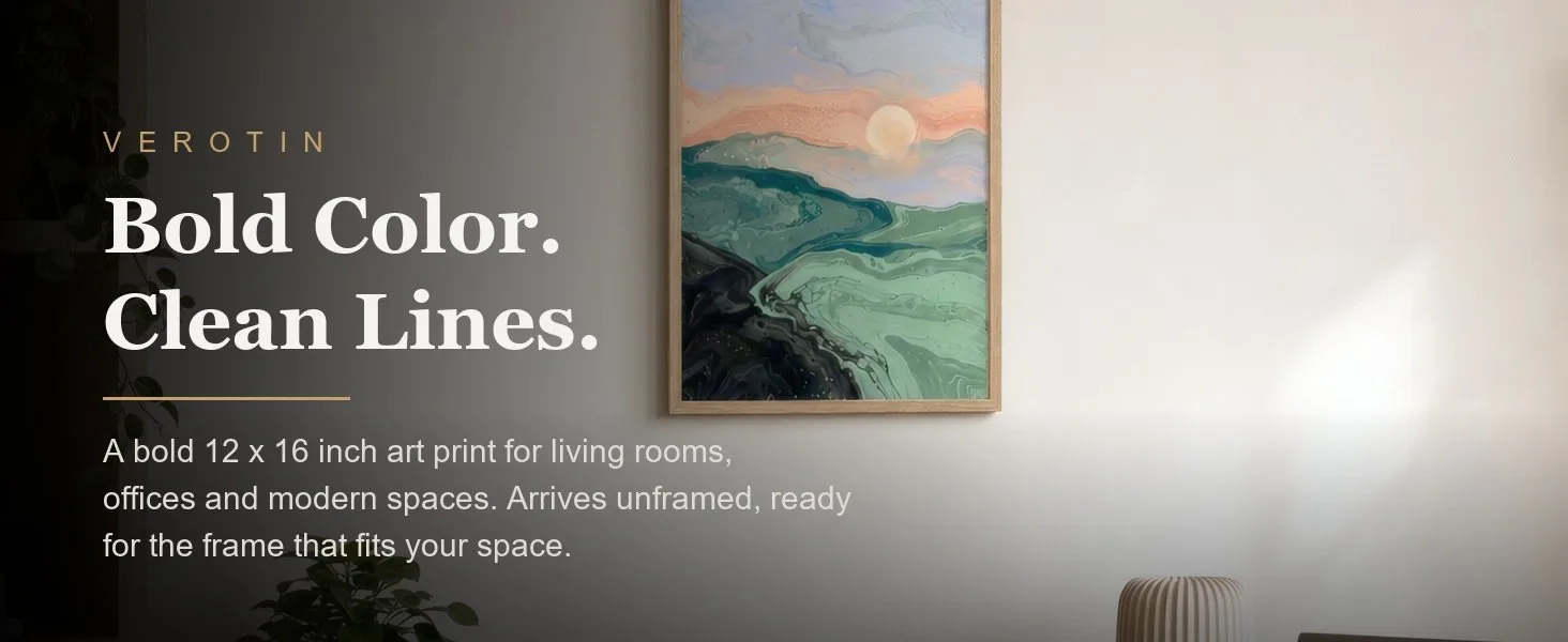 Soft Range in a styled room. Arrives unframed, 12 x 16 in.