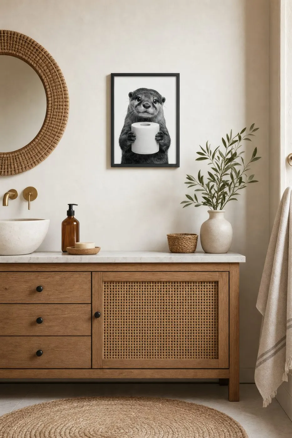 Otter, Toilet Roll: In a public space, from the listing. Frame not included