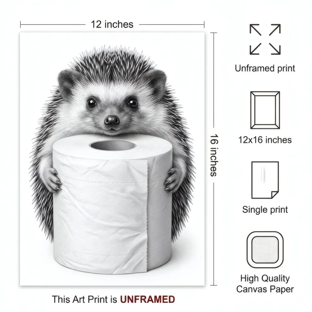 Hedgehog, Toilet Roll: Art detail, from the listing