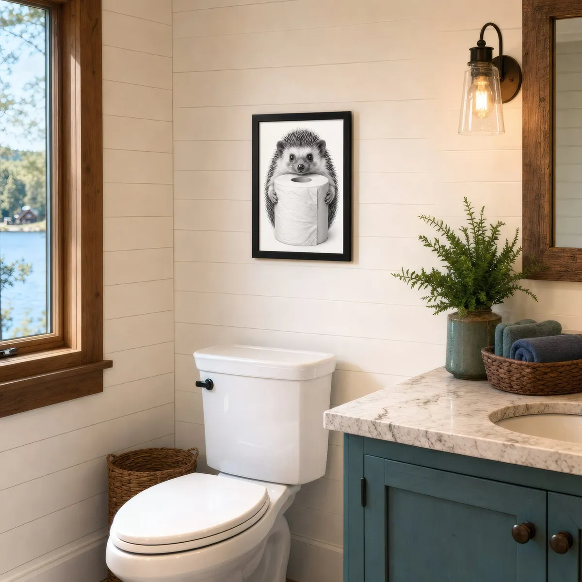 Hedgehog, Toilet Roll: In a public space, from the listing. Frame not included