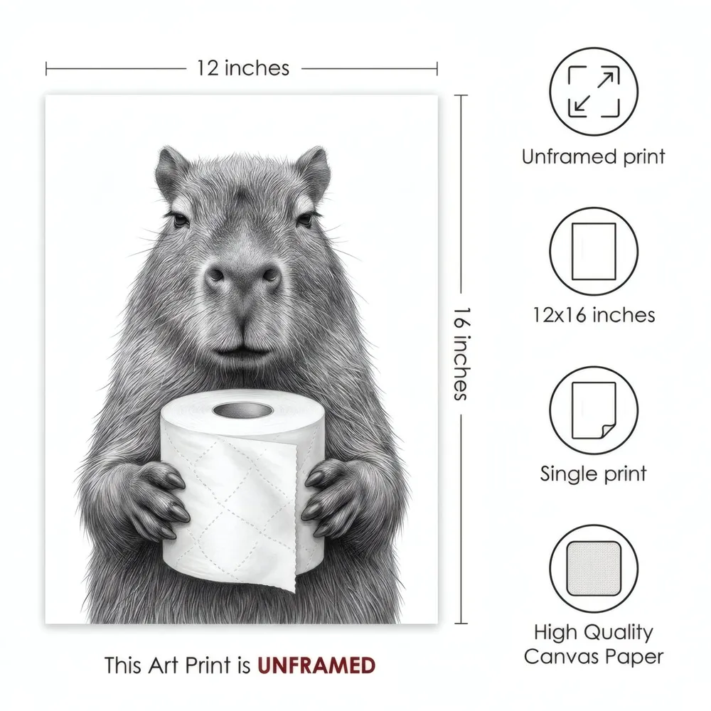 Capybara, Toilet Roll: Art detail, from the listing