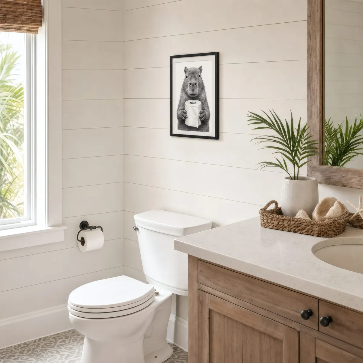 Capybara, Toilet Roll: In a public space, from the listing. Frame not included