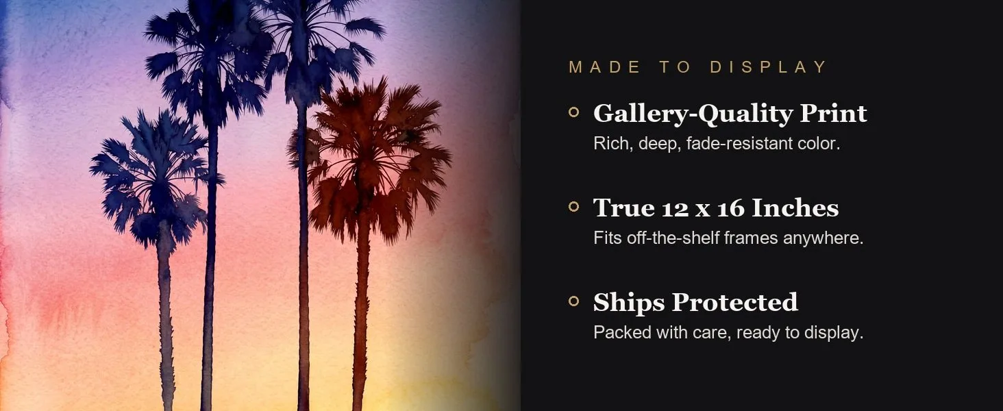Made to display: gallery-quality print, true 12 x 16 inches, ships protected.