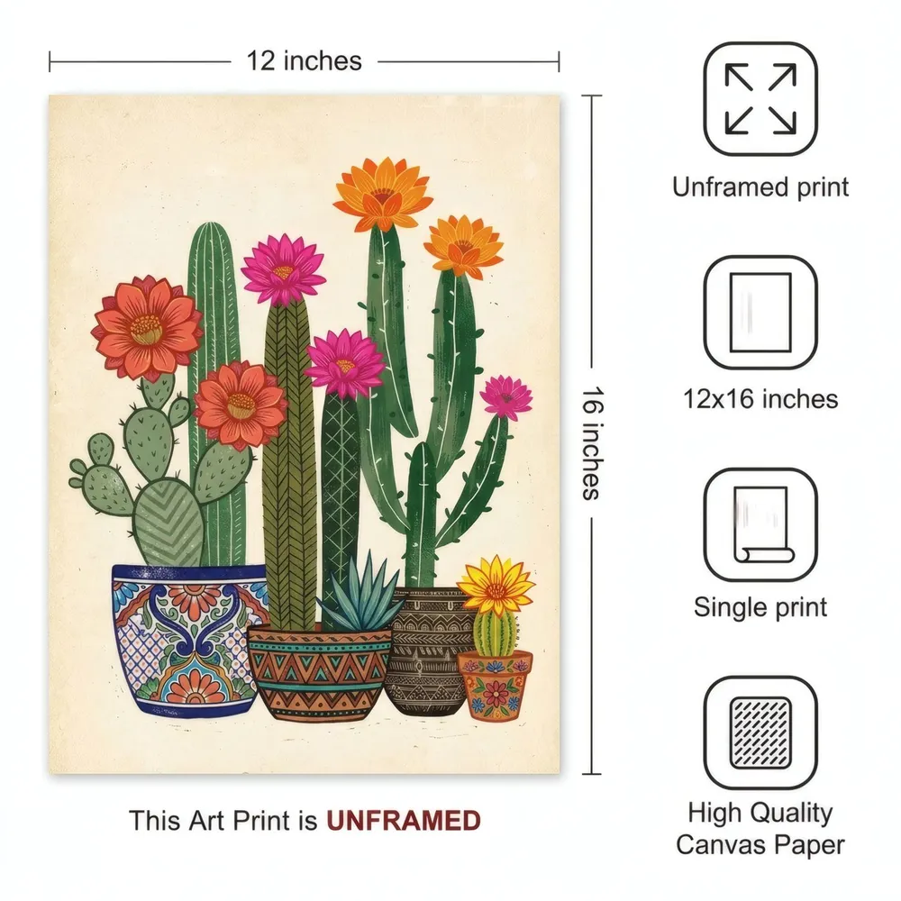 Potted Cactus: Art detail, from the listing