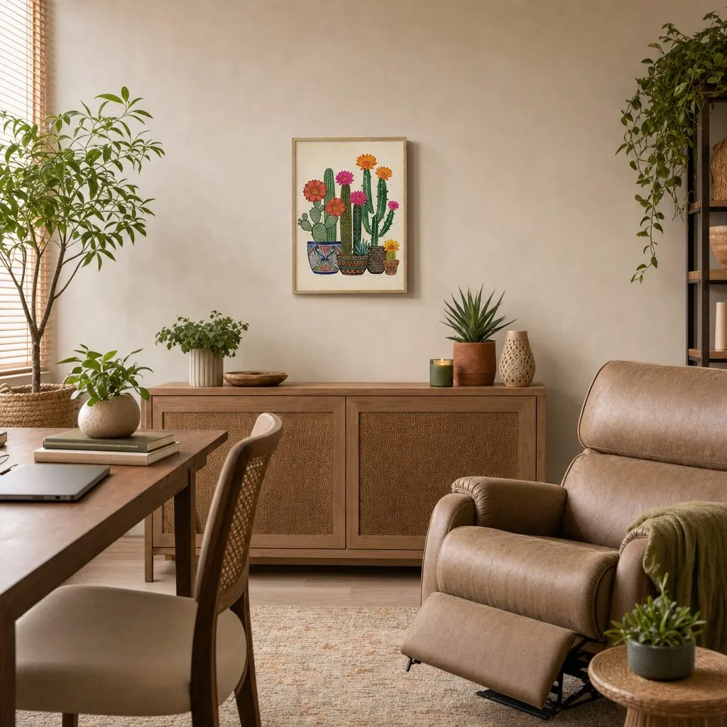 Potted Cactus: Styled room, from the listing. Frame not included