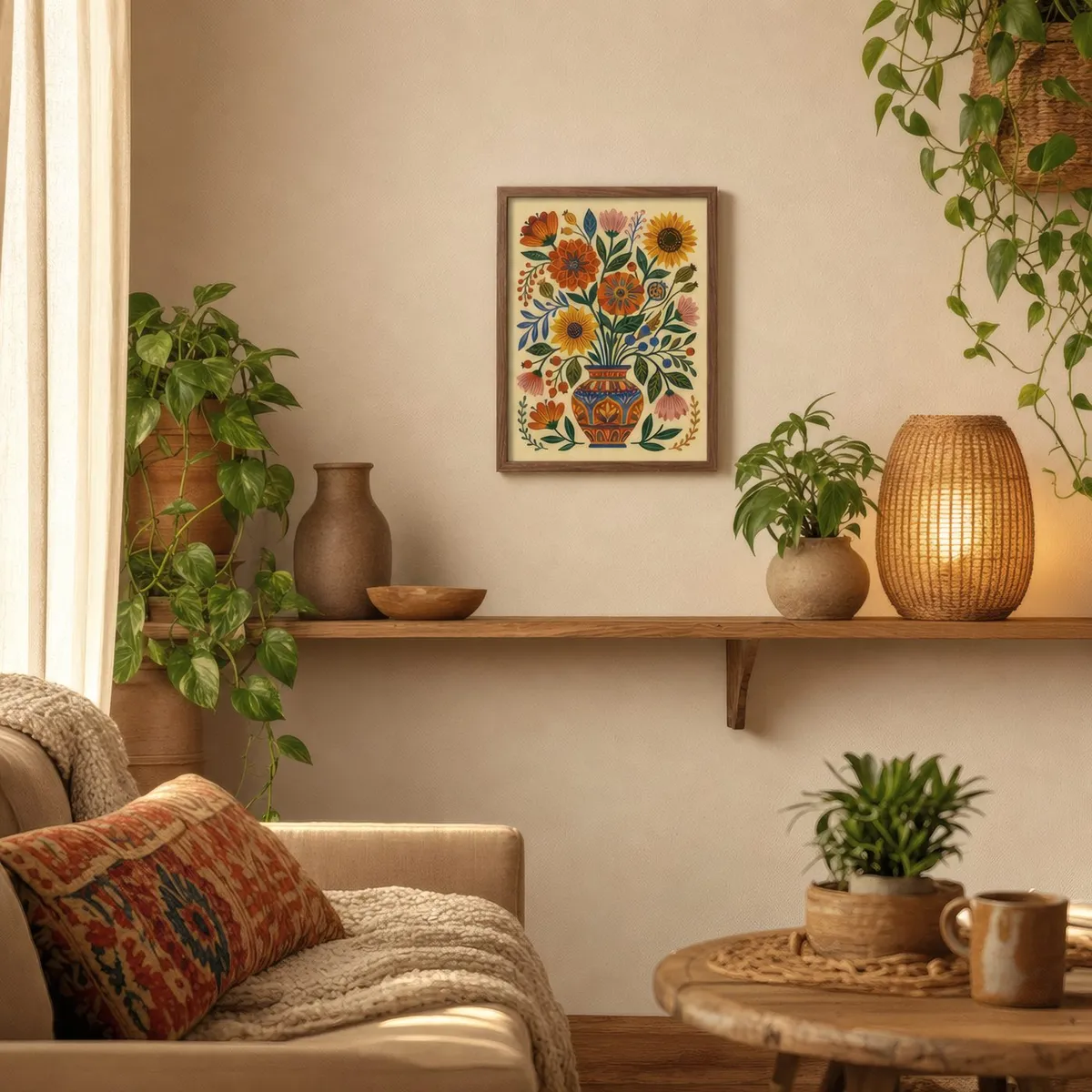 Folk Bouquet: In a public space, from the listing. Frame not included