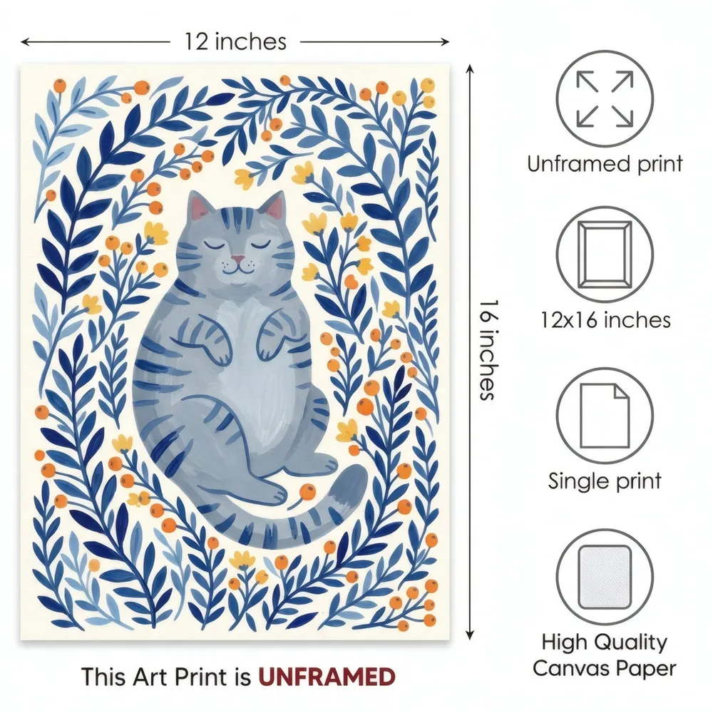Blue Cat, Leaves: Art detail, from the listing
