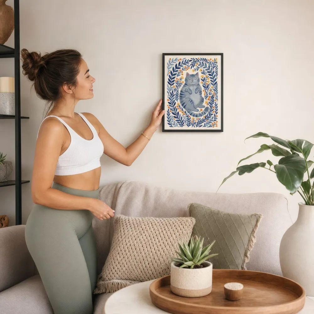 Blue Cat, Leaves: Styled room, from the listing. Frame not included