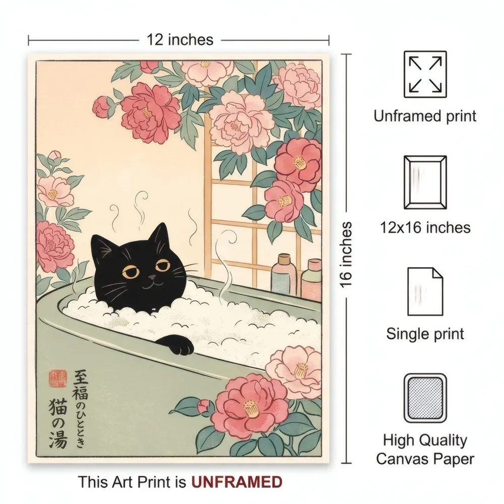 Cat in the Bath: Art detail, from the listing