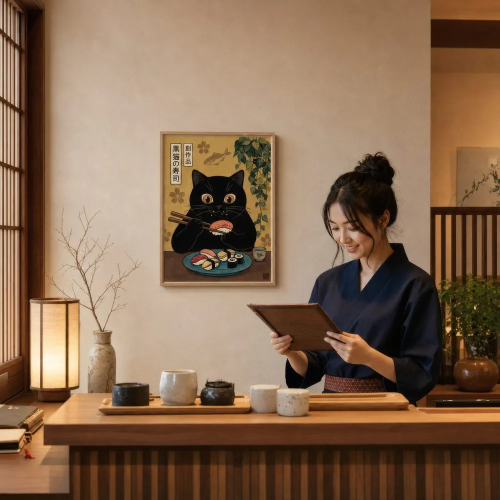 Sushi Cat: Styled room, from the listing. Frame not included