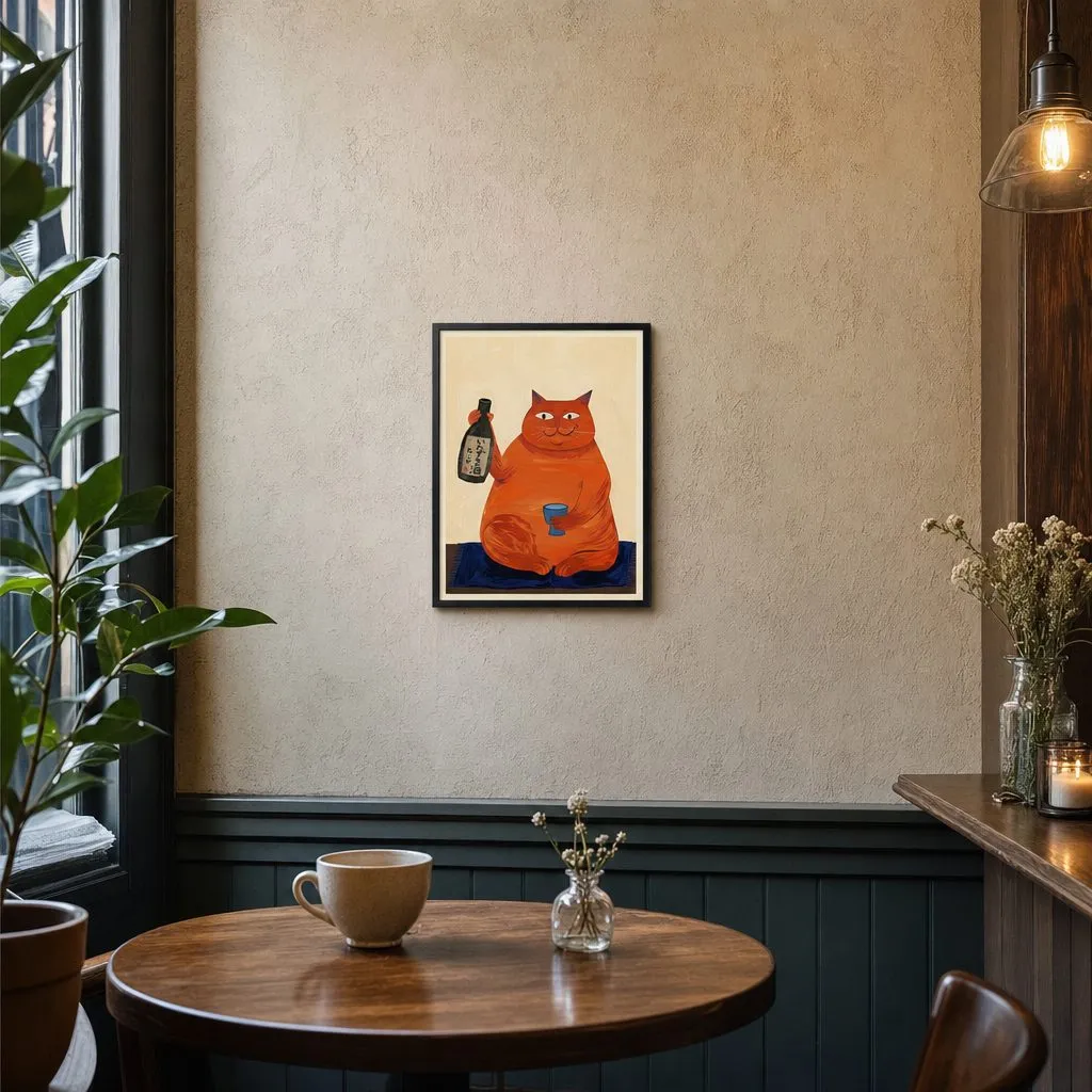 Orange Cat, Bottle: Styled room, from the listing. Frame not included