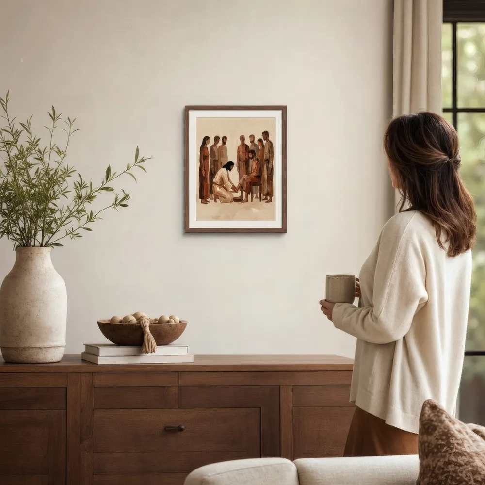 Washing of the Feet: Styled room, from the listing. Frame not included