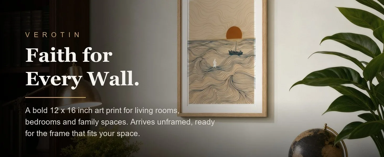 Morning Waters in a styled room. Arrives unframed, 12 x 16 in.