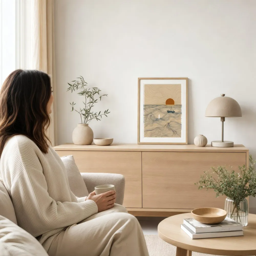 Morning Waters: Styled room, from the listing. Frame not included