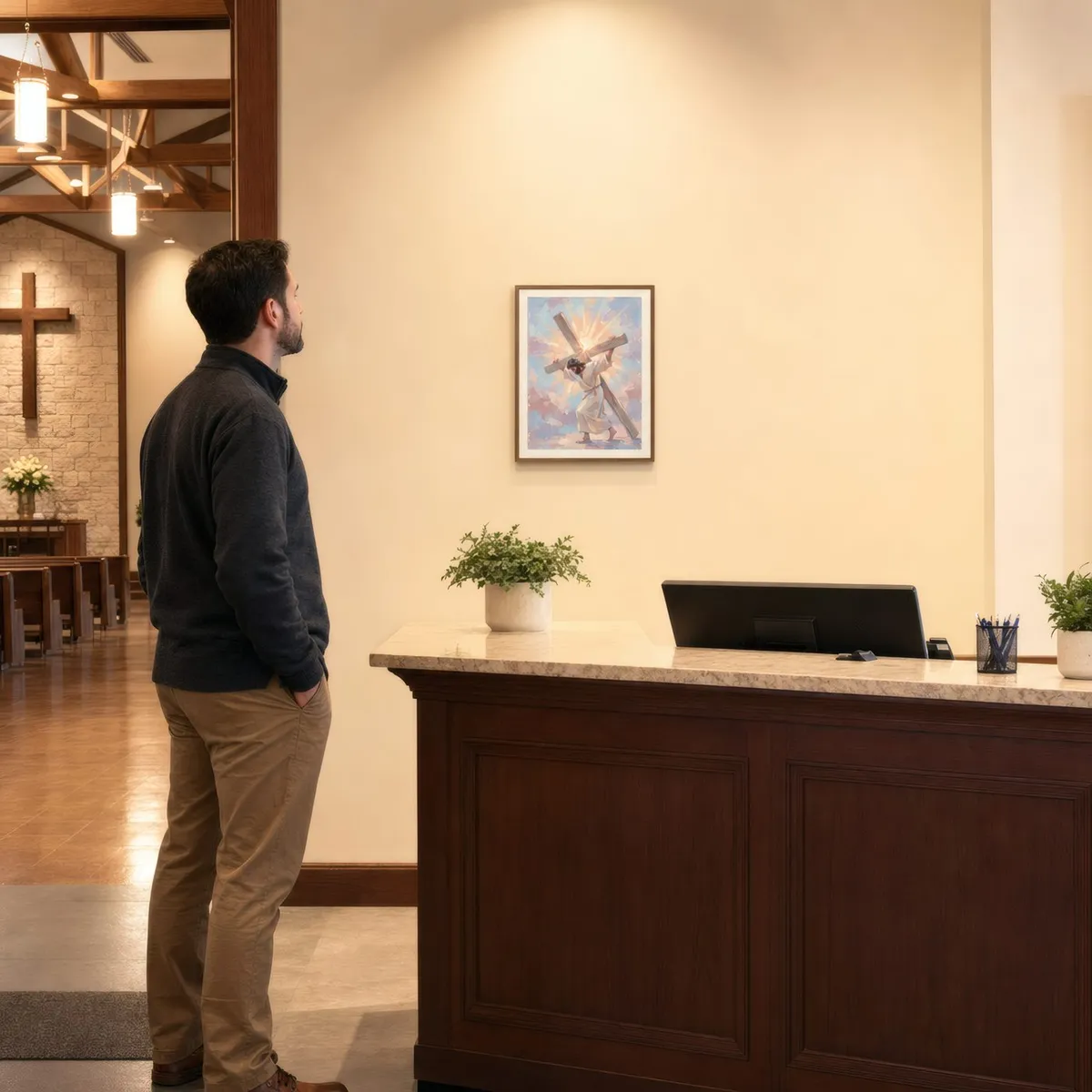 Carrying the Cross: In a public space, from the listing. Frame not included