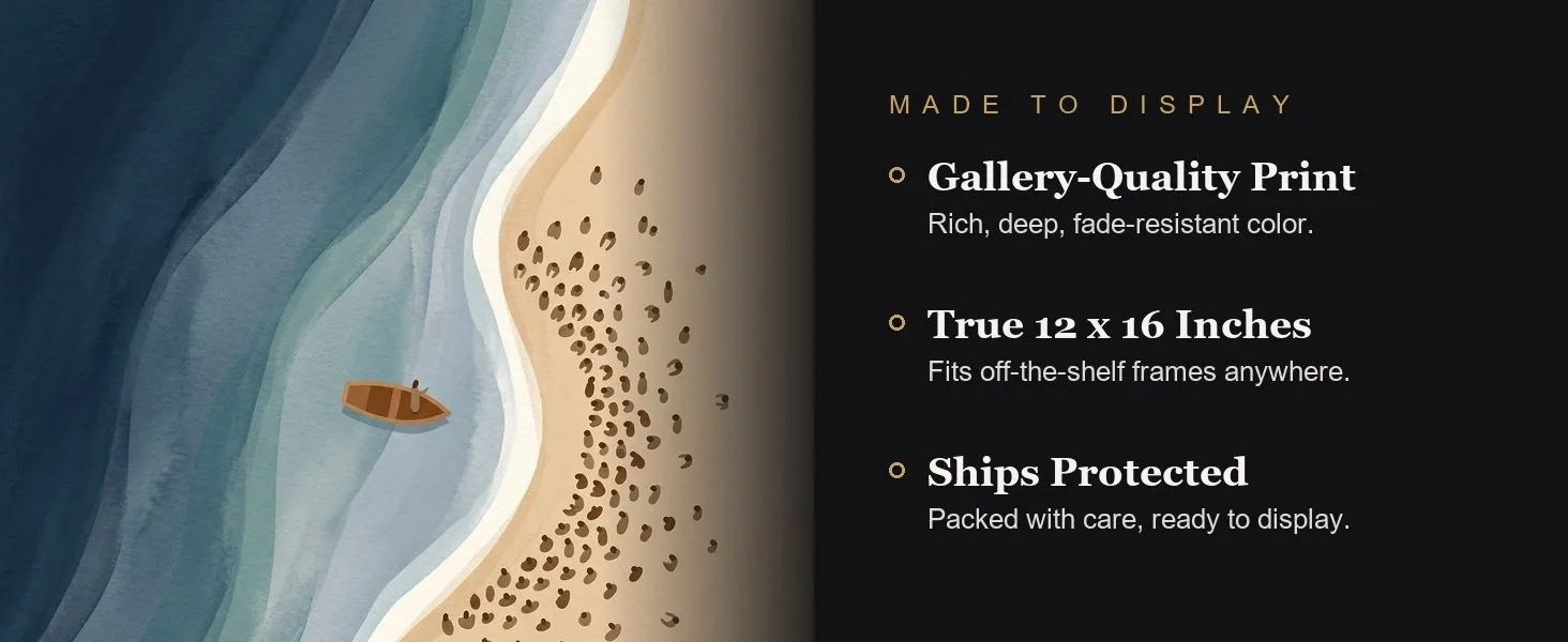 Made to display: gallery-quality print, true 12 x 16 inches, ships protected.