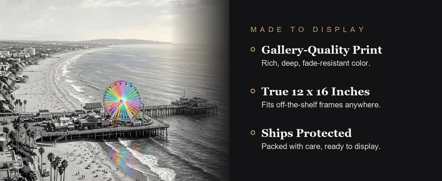 Made to display: gallery-quality print, true 12 x 16 inches, ships protected.
