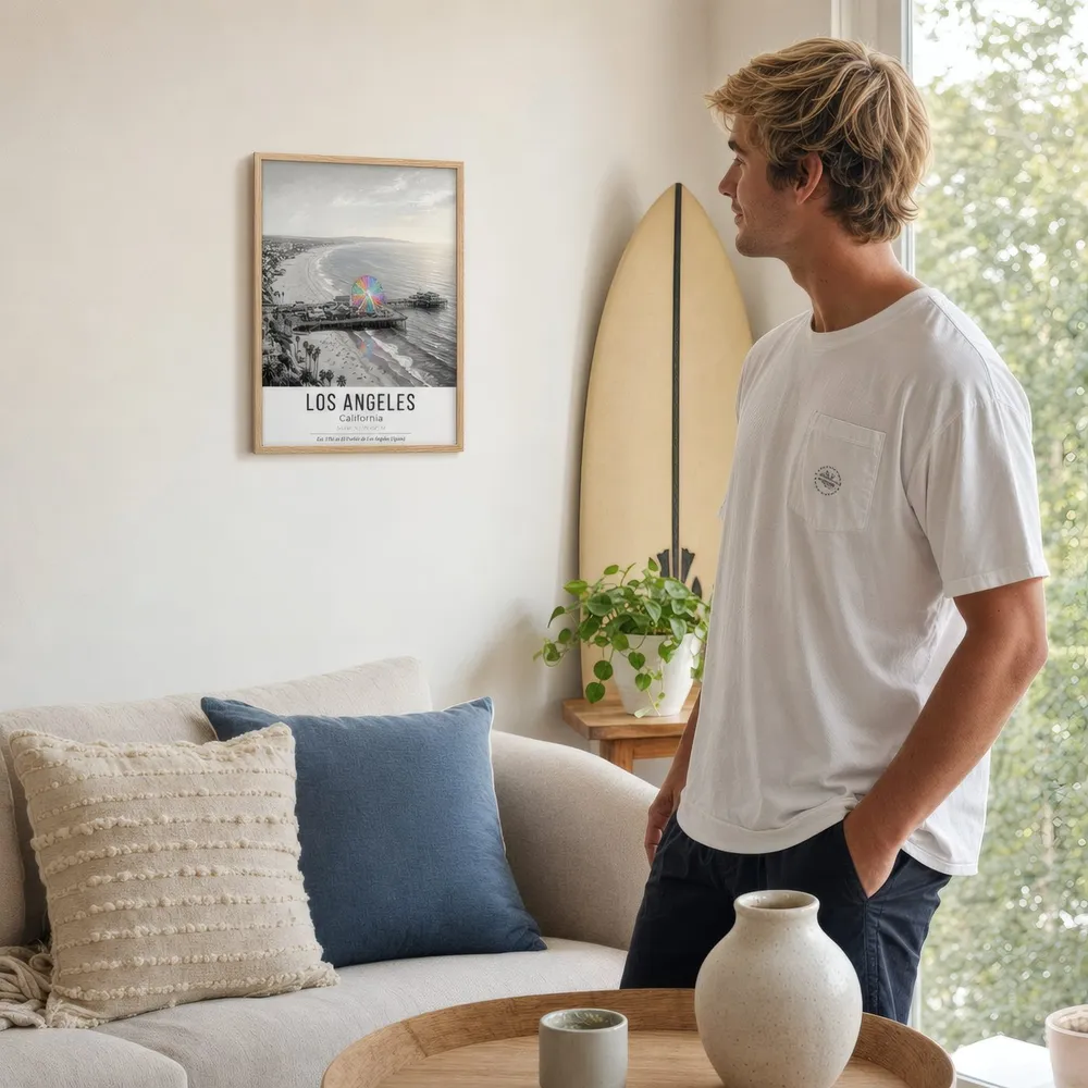 Santa Monica: Styled room, from the listing. Frame not included