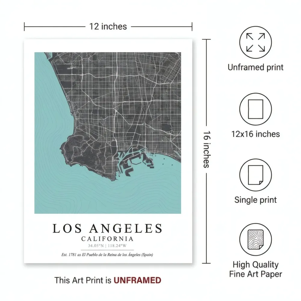 Los Angeles Map: Art detail, from the listing