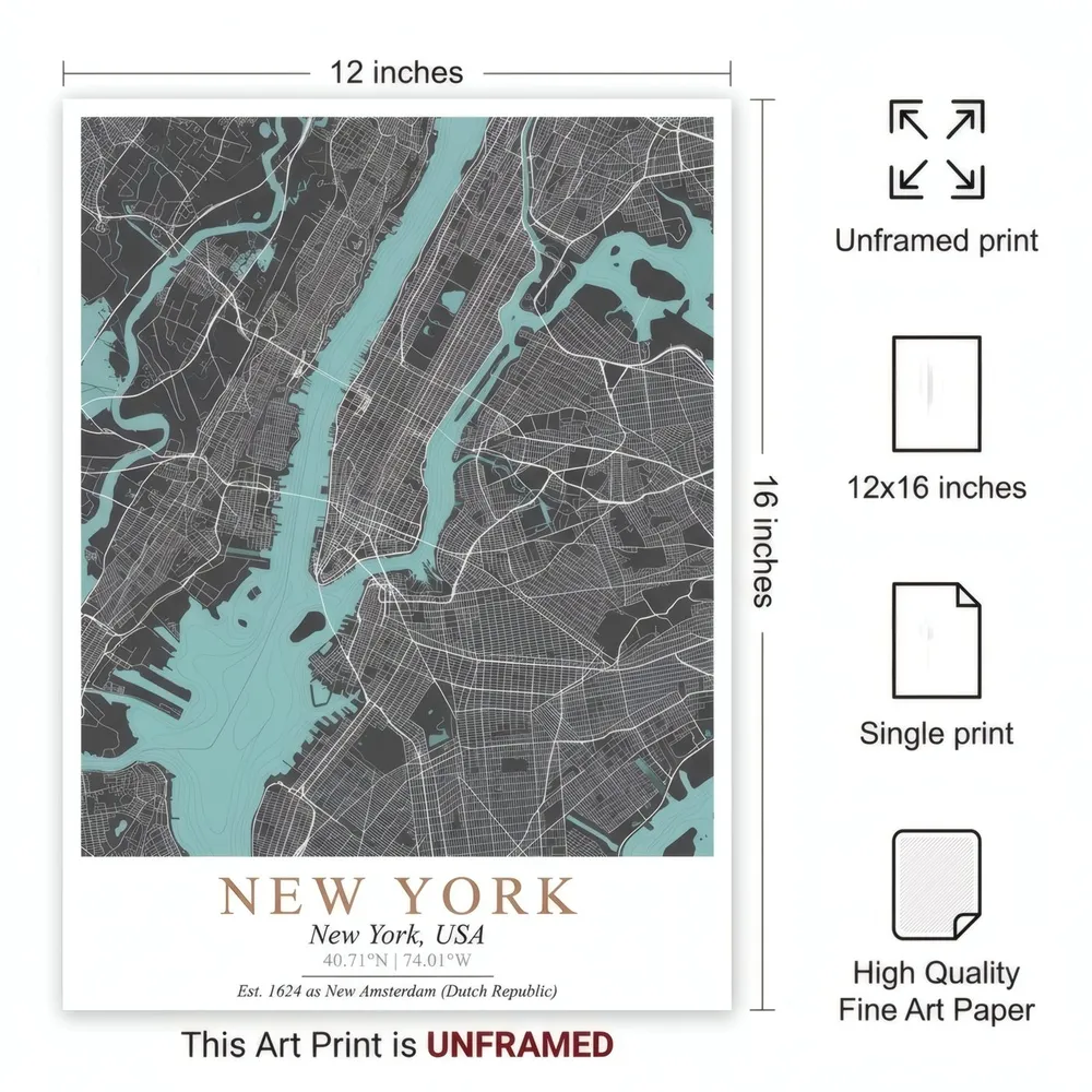 New York Map: Art detail, from the listing