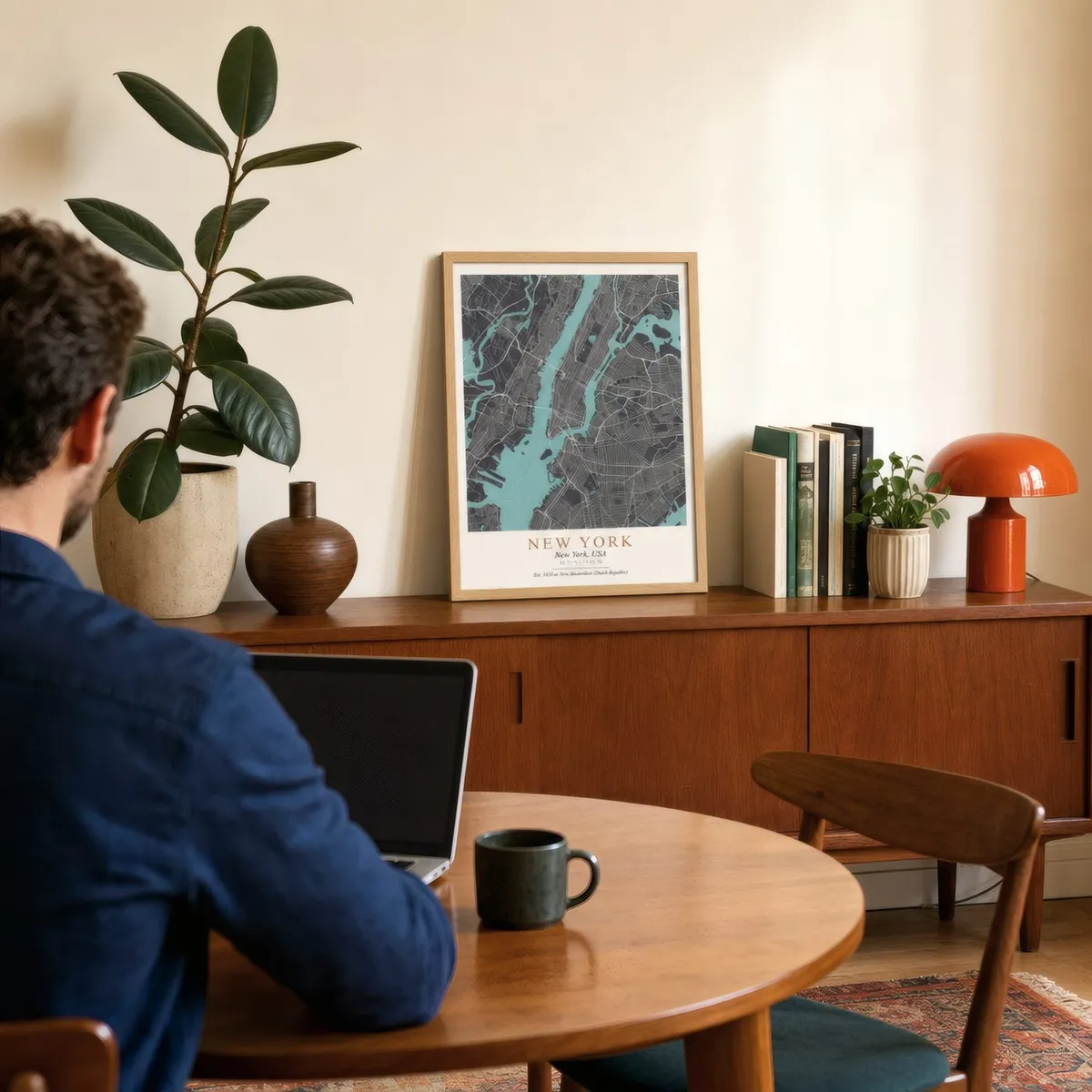 New York Map: In a public space, from the listing. Frame not included