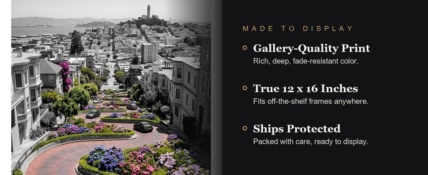 Made to display: gallery-quality print, true 12 x 16 inches, ships protected.