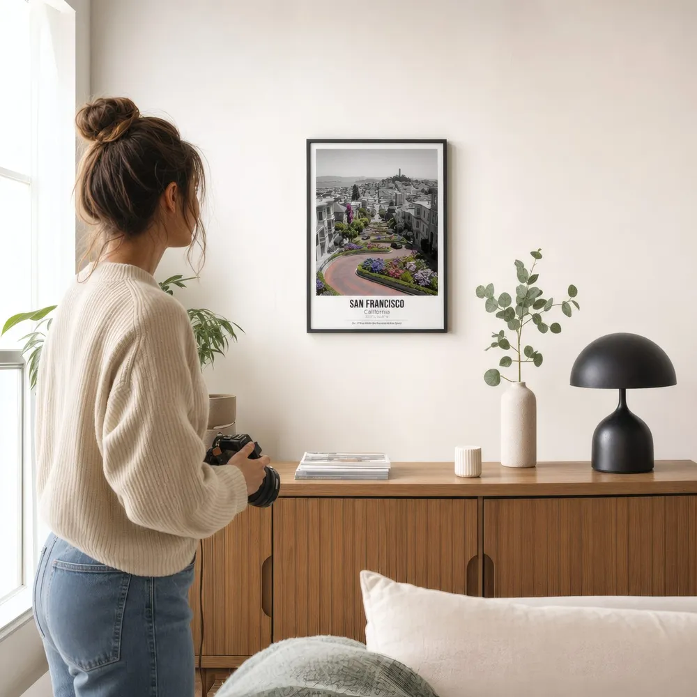San Francisco, Lombard Street: Styled room, from the listing. Frame not included