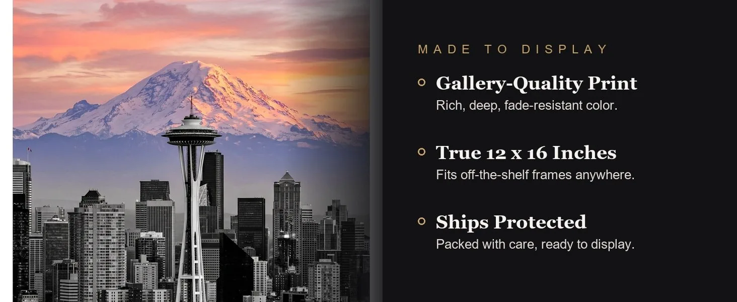 Made to display: gallery-quality print, true 12 x 16 inches, ships protected.