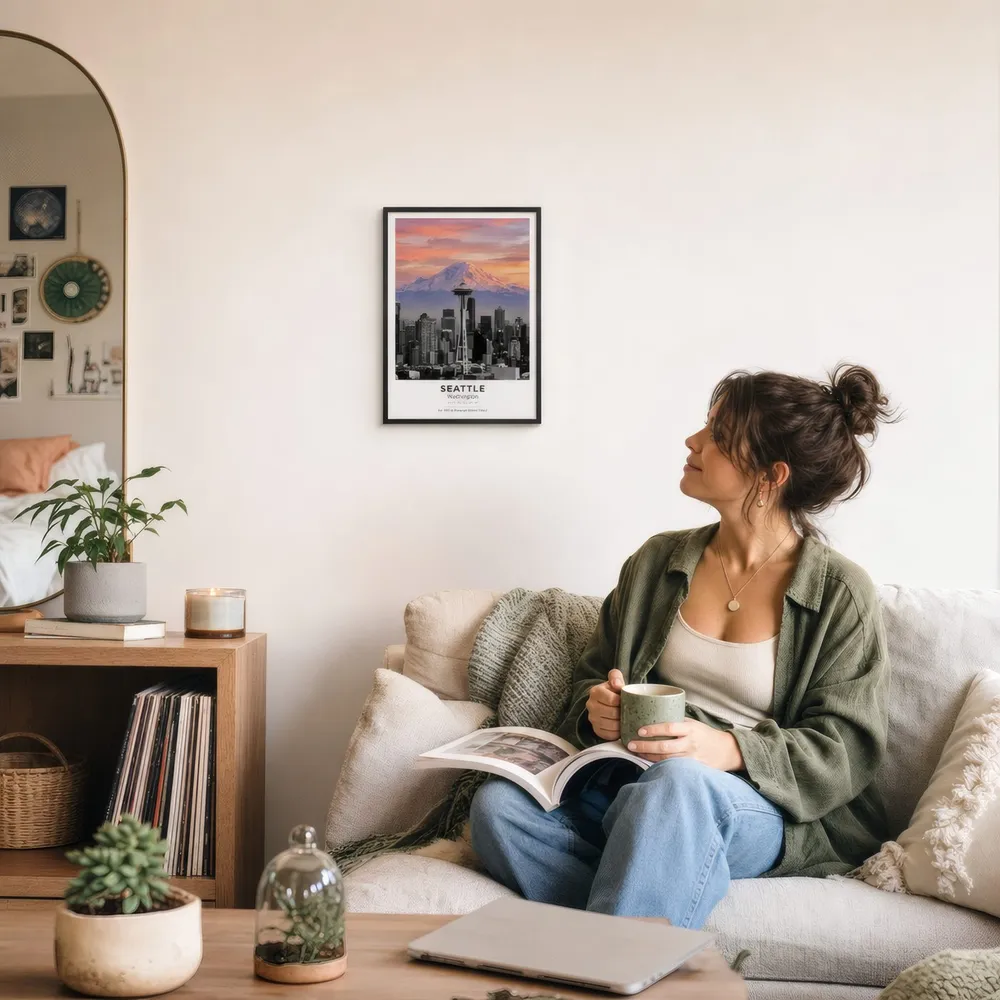 Seattle: Styled room, from the listing. Frame not included