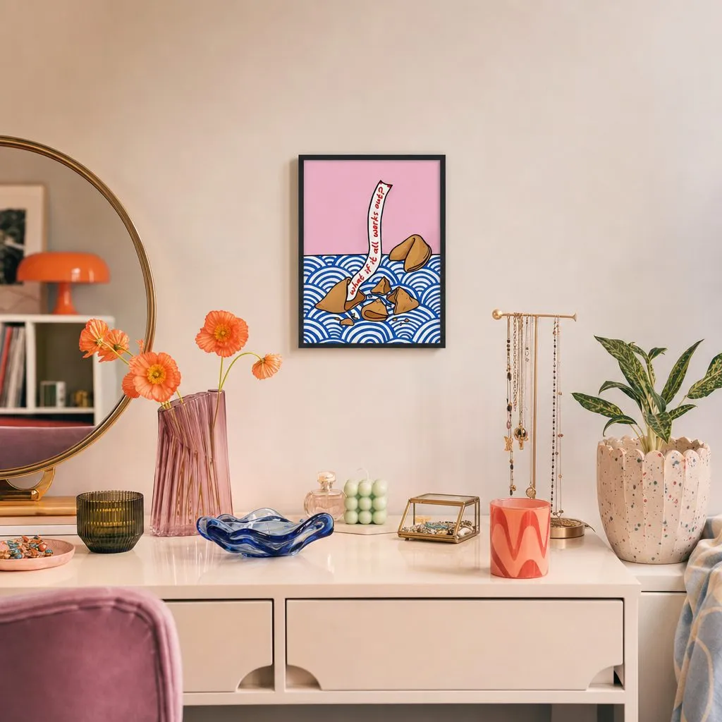 Fortune Cookie: Styled room, from the listing. Frame not included