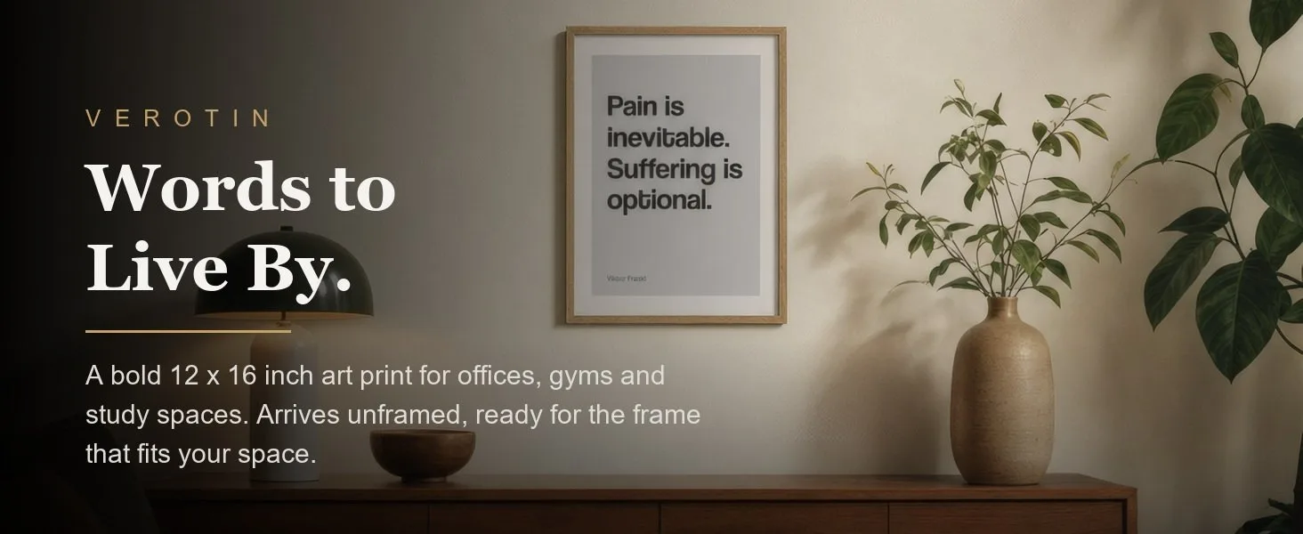Pain Is Inevitable in a styled room. Arrives unframed, 12 x 16 in.