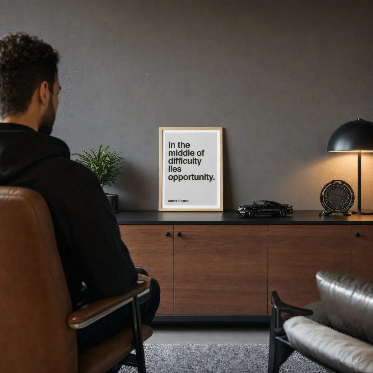 In the Middle of Difficulty: In a public space, from the listing. Frame not included