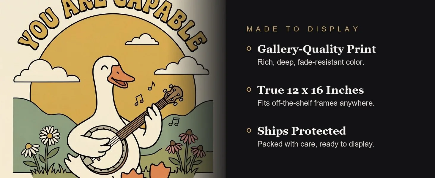 Made to display: gallery-quality print, true 12 x 16 inches, ships protected.