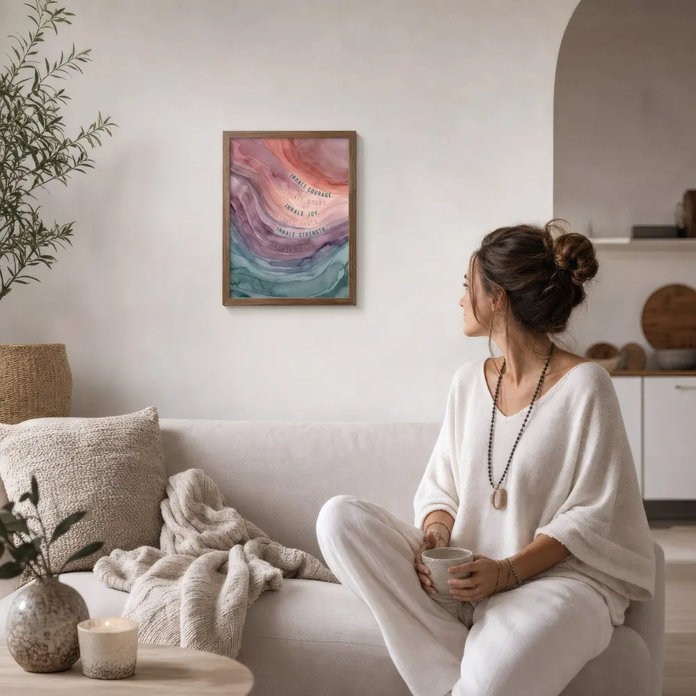 Inhale Courage: Styled room, from the listing. Frame not included