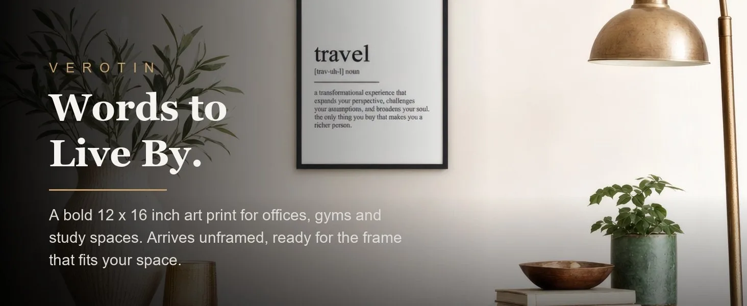Travel, Defined in a styled room. Arrives unframed, 12 x 16 in.