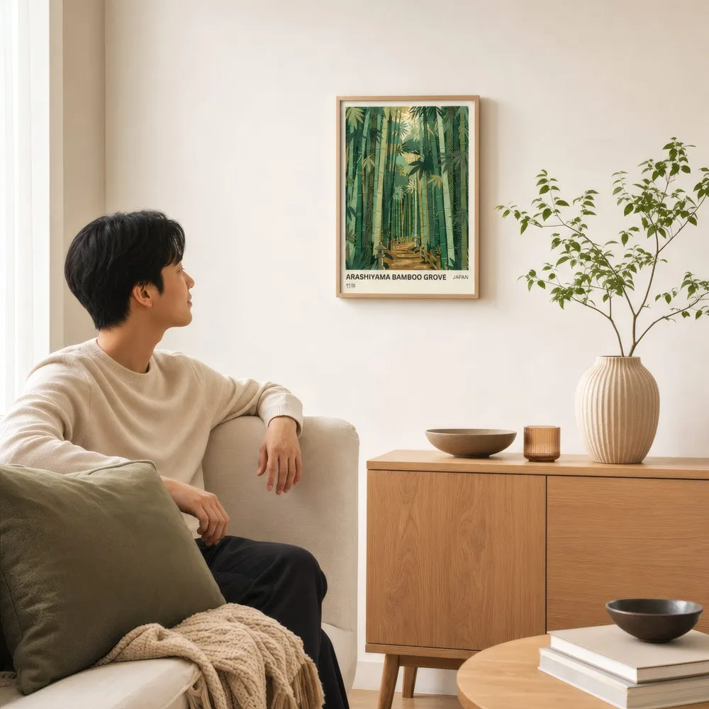 Bamboo Grove: Styled room, from the listing. Frame not included