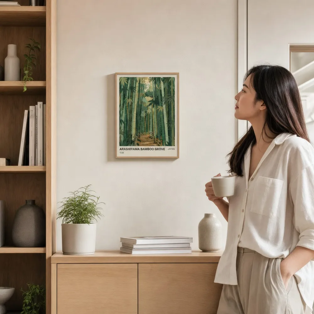 Bamboo Grove: Styled room, from the listing. Frame not included