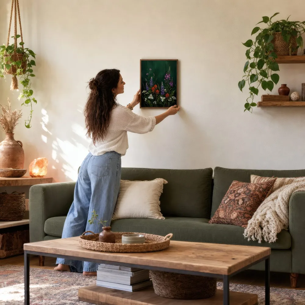 Night Meadow: Styled room, from the listing. Frame not included