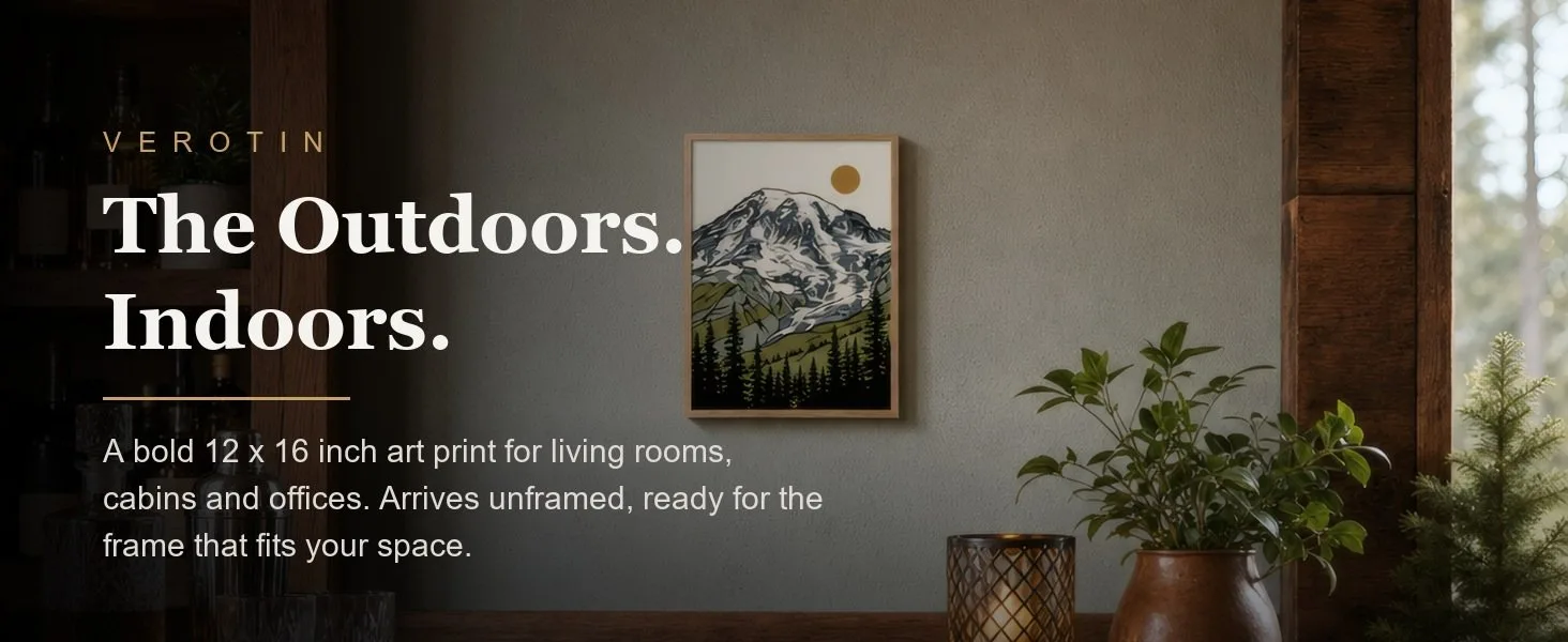 Snowline in a styled room. Arrives unframed, 12 x 16 in.