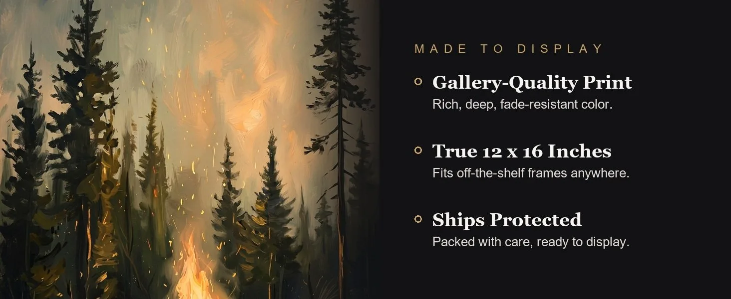 Made to display: gallery-quality print, true 12 x 16 inches, ships protected.