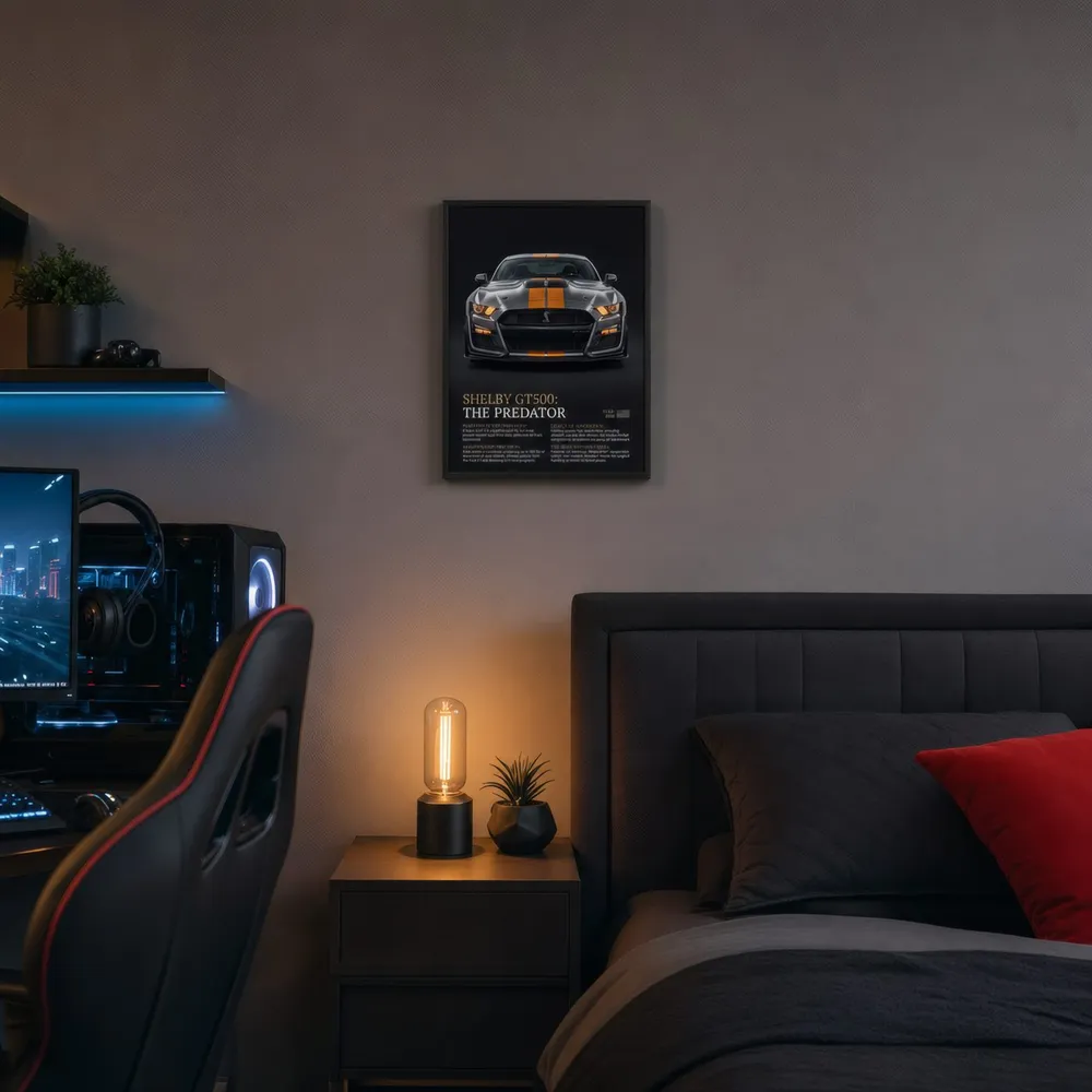 Muscle Car, Black and Orange: Styled room, from the listing. Frame not included