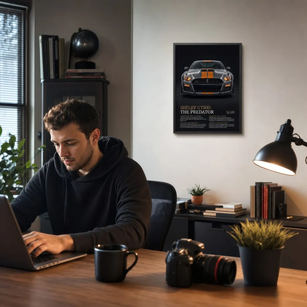 Muscle Car, Black and Orange: Styled room, from the listing. Frame not included