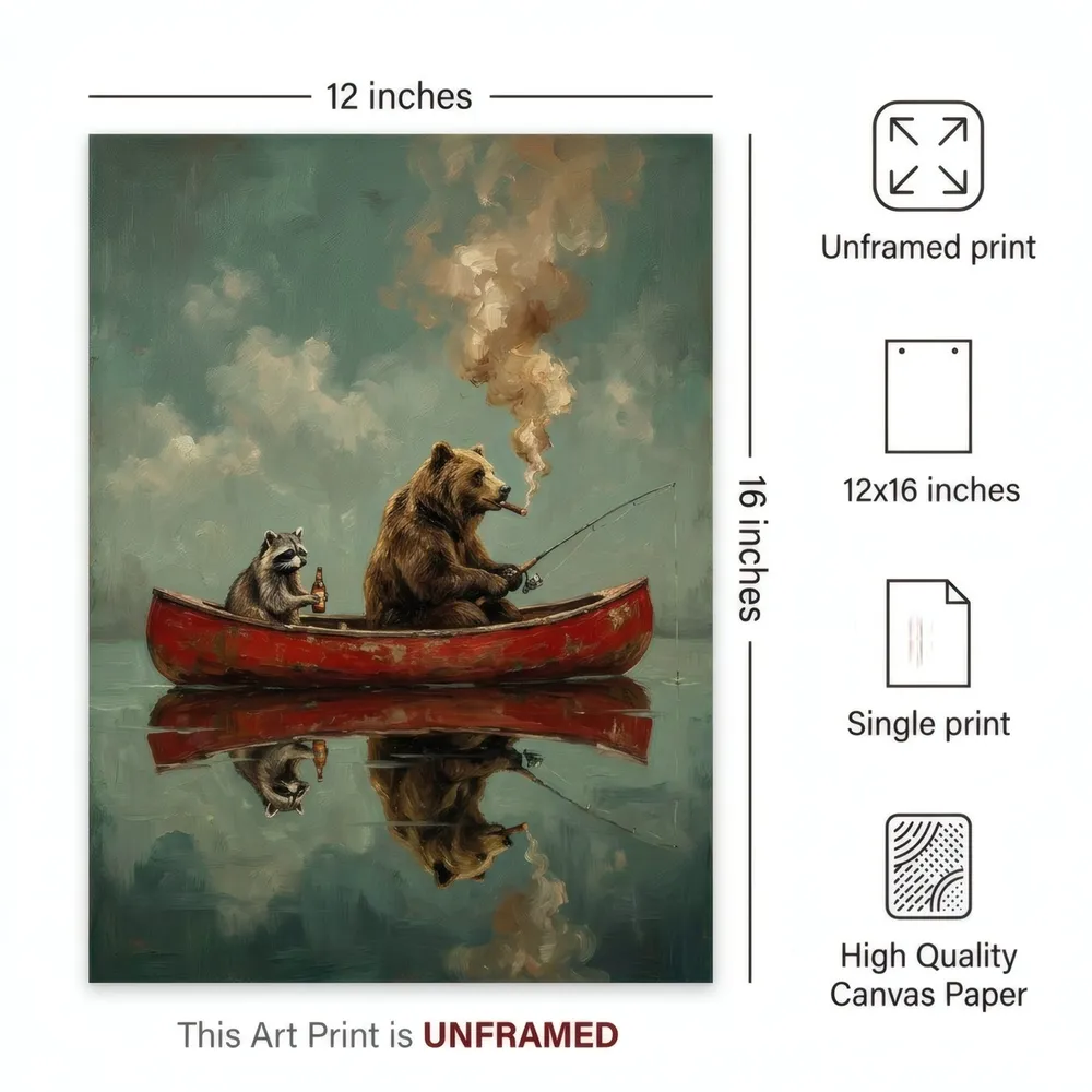 Bear Fishing: Art detail, from the listing