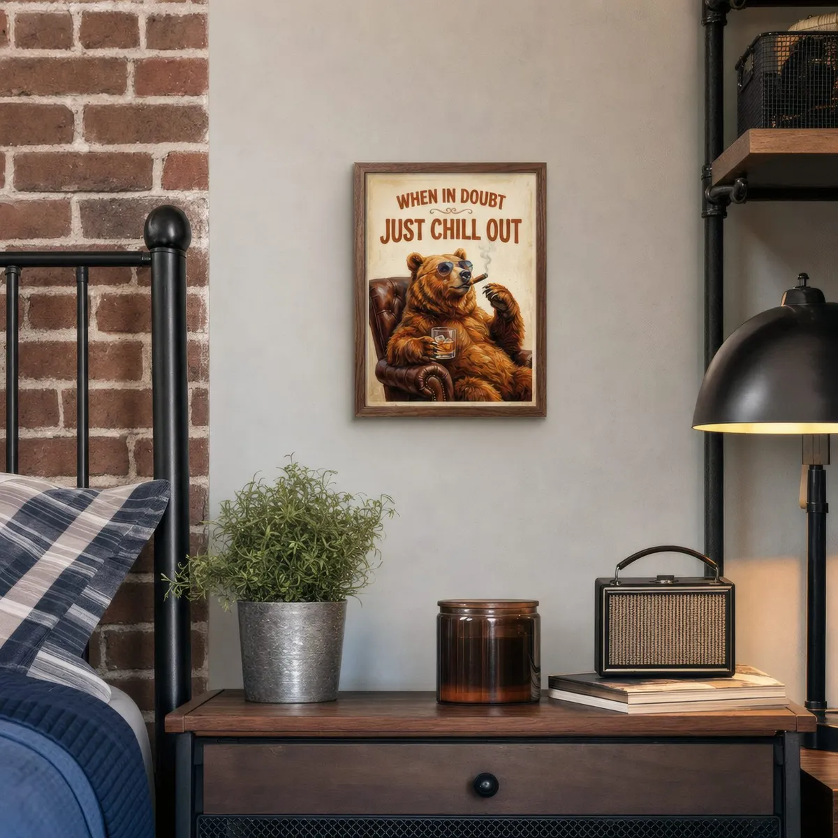 Just Chill Out, Bear: Styled room, from the listing. Frame not included