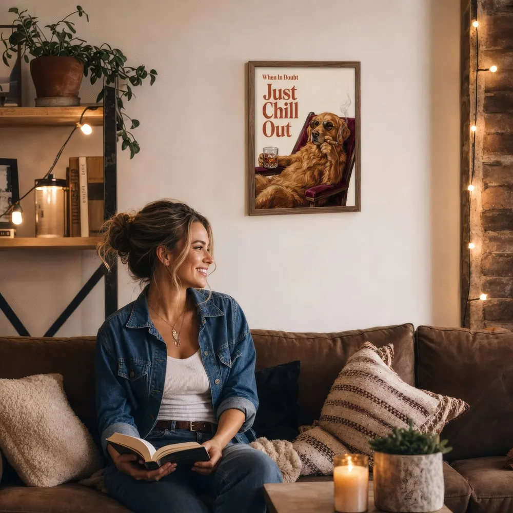 Just Chill Out, Retriever: Styled room, from the listing. Frame not included