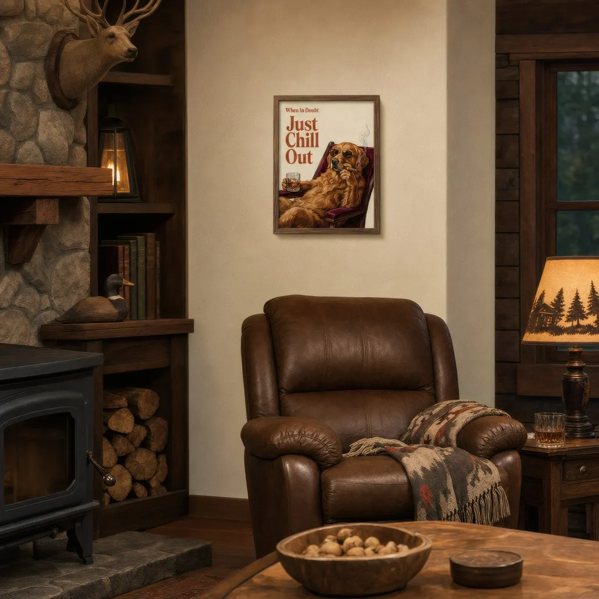 Just Chill Out, Retriever: In a public space, from the listing. Frame not included